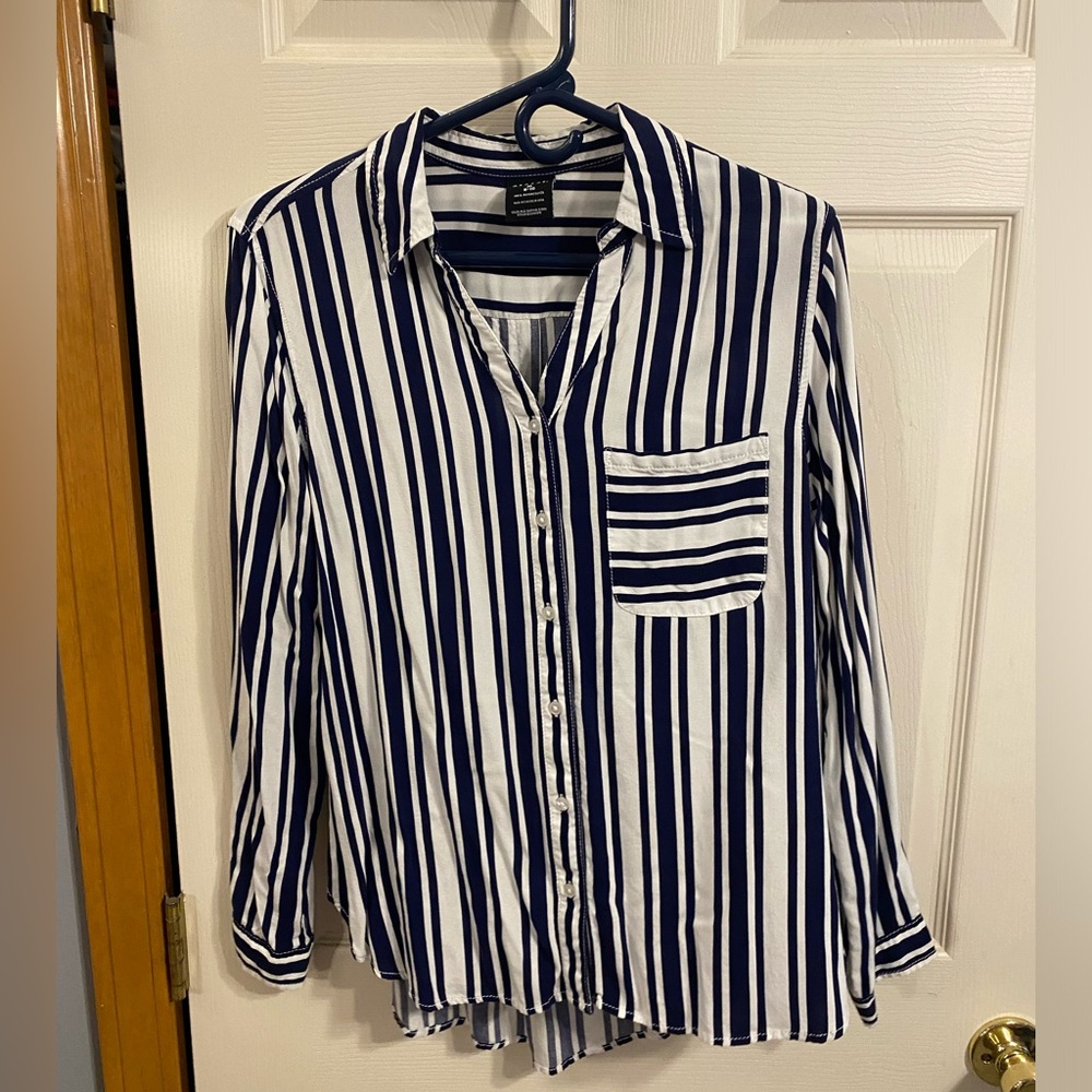 Blue Striped Long Sleeve Button Down